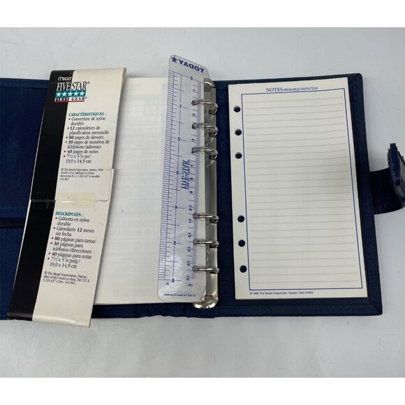 VTG "90's Mead Five Star Student Day Planner Blue Binder Organizer Tabs Zippered - Picture 7 of 13